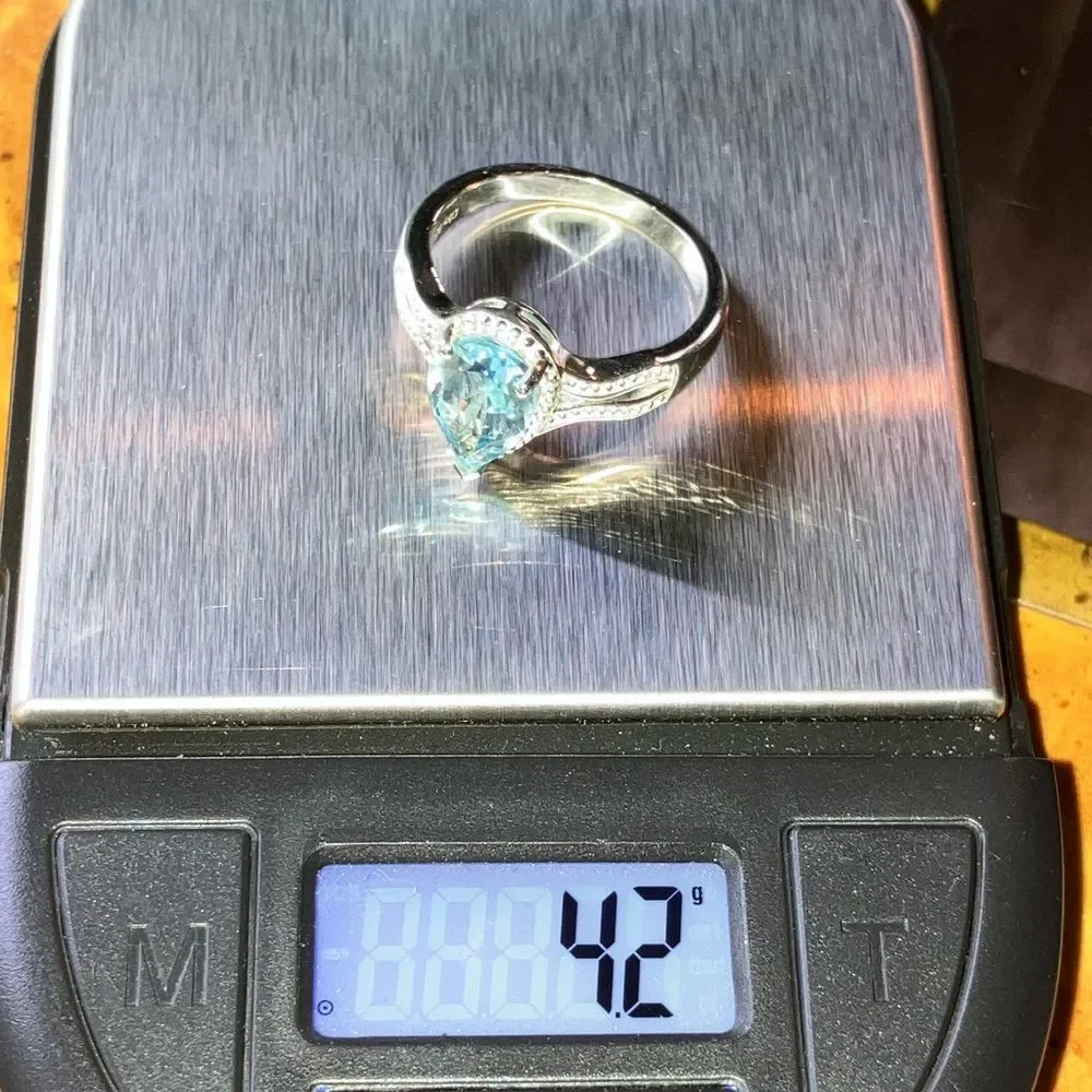 Natural Sky Blue Topaz Sterling Silver Ring Size 8